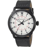 Philip Stein Mens Sky Finder Stainless Steel Japanese-Quartz Watch with Leather Strap, Black, 21 (Model: 700B-PLTWH-CSGRB)
