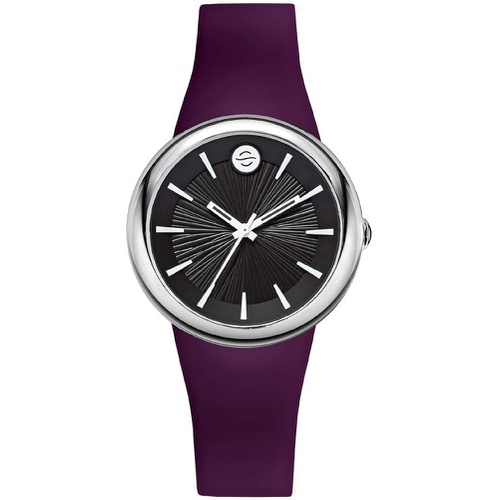  Philip Stein Analog Display Wrist Japanese Quartz Colors Small Smart Watch Purple Rubber Band Pin Buckle with Black Dial Natural Frequency Technology Provides More Energy - Model F