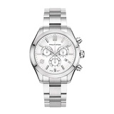 Philip Stein Chronograph Analog Display Wrist Swiss Quartz Traveler Men Smart Watch Stainless Steel Clasp Chain with White Dial Natural Frequency Technology Provides More Energy -