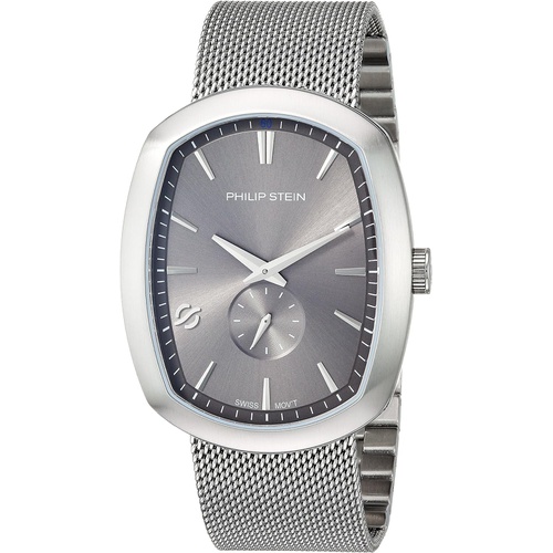  Philip Stein Mens Modern Stainless Steel Swiss-Quartz Watch with Stainless-Steel Strap, Silver, 22 (Model: 72-CPLT-MSS)