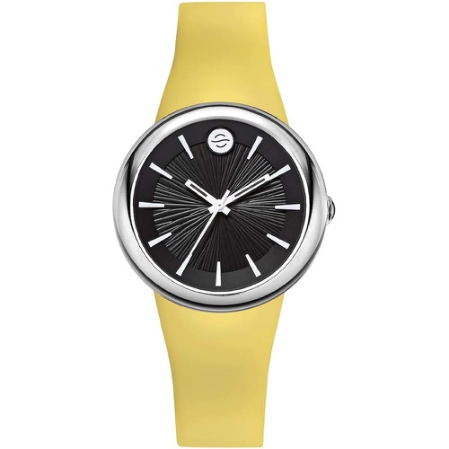  Philip Stein Analog Display Wrist Japanese Quartz Colors Small Smart Watch Yellow Silicone Band Pin Buckle with Black Dial Natural Frequency Technology Provides More Energy - Model