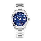 Philip Stein Analog Display Wrist Swiss Quartz Traveler Men Smart Watch Stainless Steel Silver Clasp Chain with Blue Dial Natural Frequency Technology Provides More Energy - Model