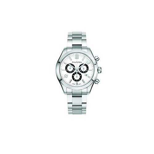  Philip Stein Mens Traveler Stainless Steel Swiss-Quartz Dress Watch with Stainless-Steel Strap, Silver, 41.5 (Model: 92C-CRWBK-SS)