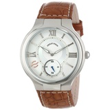 Philip Stein Mens 42-SIL-ASBR Stainless Steel Watch with Leather Band