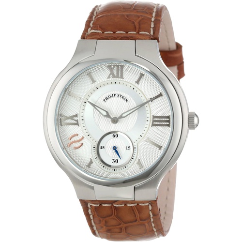  Philip Stein Mens 42-SIL-ASBR Stainless Steel Watch with Leather Band