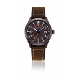 Philip Stein Mens Sky Finder Stainless Steel Japanese-Quartz Watch with Leather Strap, Brown, 21 (Model: 700BR-PLTBR-CAWVBR)