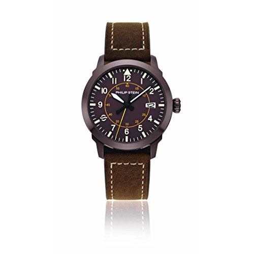  Philip Stein Mens Sky Finder Stainless Steel Japanese-Quartz Watch with Leather Strap, Brown, 21 (Model: 700BR-PLTBR-CAWVBR)