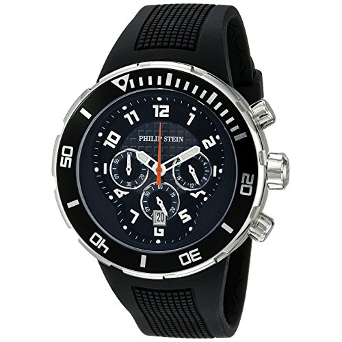  Philip Stein Mens 33-XB-RB Active Black Rubber Strap Watch