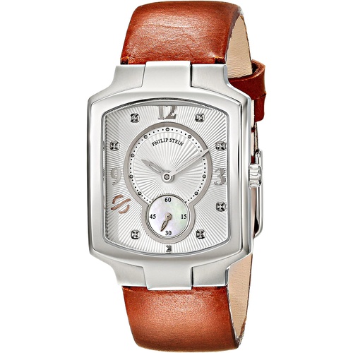 Philip Stein Womens 21-DSIL-CIBR Classic Stainless Steel Watch With Brown Leather Band