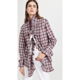 Philosophy di Lorenzo Serafini Tartan Poplin Ruffle Front Blouse