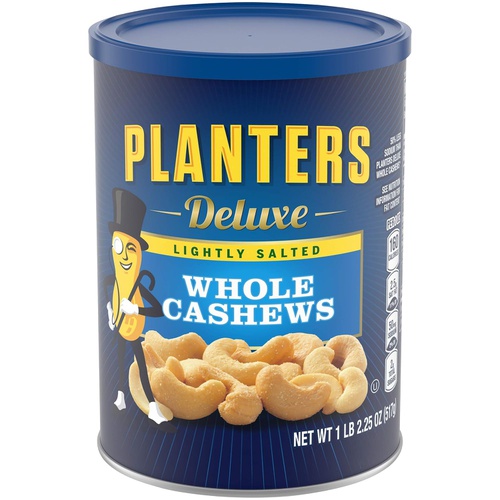  Planters Deluxe Lightly Salted Whole Cashews, 18.25oz. Resealable Canister - Lightly Salted Cashews & Lightly Salted Nuts - Nutrient Dense Snacks for Adults & Kids - Vegan Snacks,