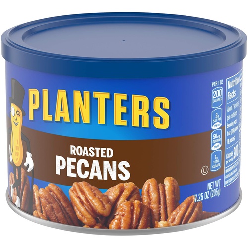  PLANTERS Roasted Pecans, 7.25 Oz. Resealable Canister - Salted Pecans - Snacks for Adults - Kids Snacks - Vegan Snacks, Kosher