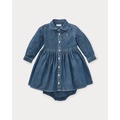Shirred Denim Shirtdress & Bloomer