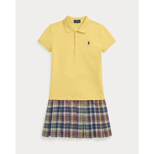 폴로 랄프로렌 Plaid-Skirt Stretch Mesh Polo Dress