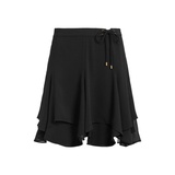 Faux-Suede-Trim Georgette Skirt