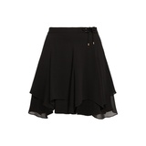 Faux-Suede-Trim Georgette Skirt