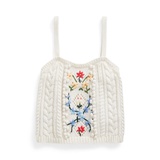 Embroidered Wool-Blend Sweater Tank Top