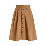 Button-Front Micro-Sanded Twill Skirt