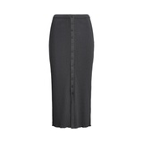 Slim Ribbed Button-Front Skirt