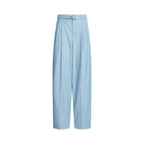 Chambray Belted Wide-Leg Pant