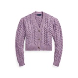 Cable Wool-Blend Puffed-Sleeve Cardigan