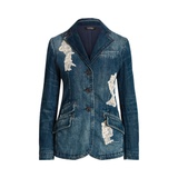 Lace Patchwork Denim Blazer