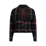 Plaid Wool-Blend Buckle-Trim Jacket