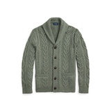 Aran-Knit Wool-Cashmere Shawl Cardigan