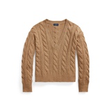 Cable-Knit Wool-Cashmere V-Neck Sweater