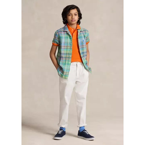 폴로 랄프로렌 Ralph Lauren Childrenswear' Boys 8-20 Plaid Linen Camp Shirt