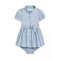 Ralph Lauren Childrenswear' Baby Girls Belted Chambray Shirtdress & Bloomer