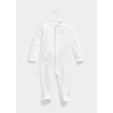 Picot-Trim Pique Footed Coverall