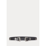 Western Leather Double-Buckle Belt