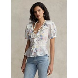 Ruffled Floral Cotton Blouse
