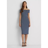 Striped Jersey Off-the-Shoulder Dress