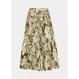 Palm Leaf-Print Cotton Voile Skirt