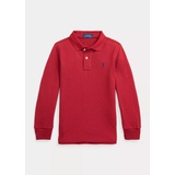 Cotton Mesh Long-Sleeve Polo Shirt