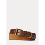 Leather-Trim Suede Belt