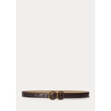 Slim Croc-Embossed Double D-Ring Belt