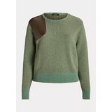 Faux-Leather-Trim Wool-Blend Sweater