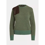 Faux-Leather-Trim Wool-Blend Sweater