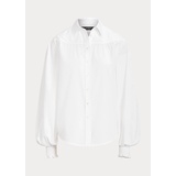 Cotton Blouson-Sleeve Broadcloth Shirt