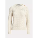 Button-Trim Cable-Knit Sweater