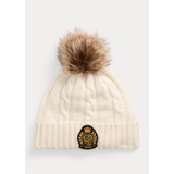 Crest-Patch Pom-Pom Beanie