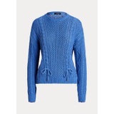 Lacing Cable-Knit Cotton Sweater