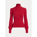Button-Trim Mockneck Sweater
