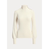 Button-Trim Mockneck Sweater