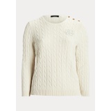 Button-Trim Cable-Knit Sweater