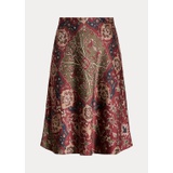 Print Satin A-Line Skirt