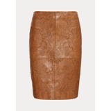 Tooled Leather Pencil Skirt